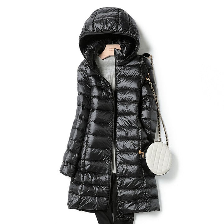 Veste Hiver Femme Ultralégère Casual avec Capuche Amovible 0