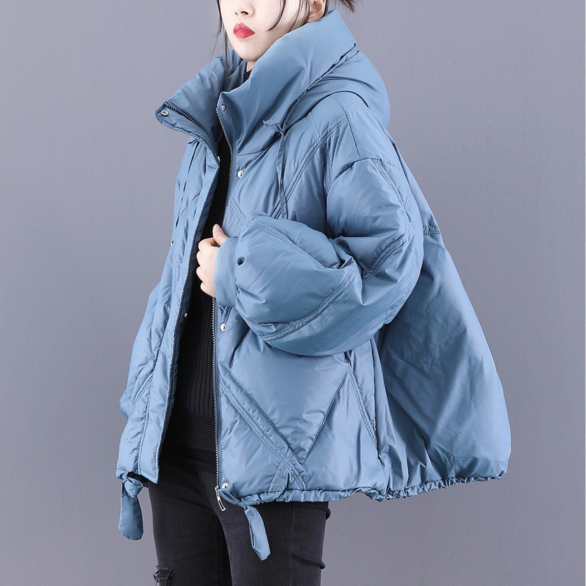 Veste Hiver Femme à Capuche en Duvet, Coupe Ample et Zippée 4