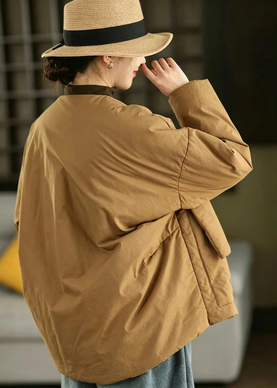 Veste d'hiver ample à col en V avec grandes poches pour femme 4