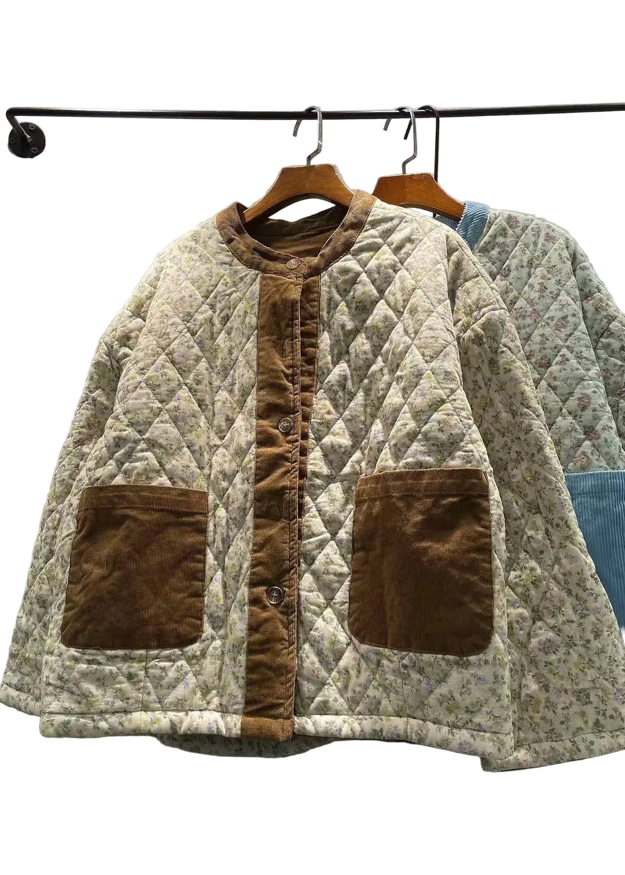 Veste d'hiver ample pour femme à col rond avec poches 2