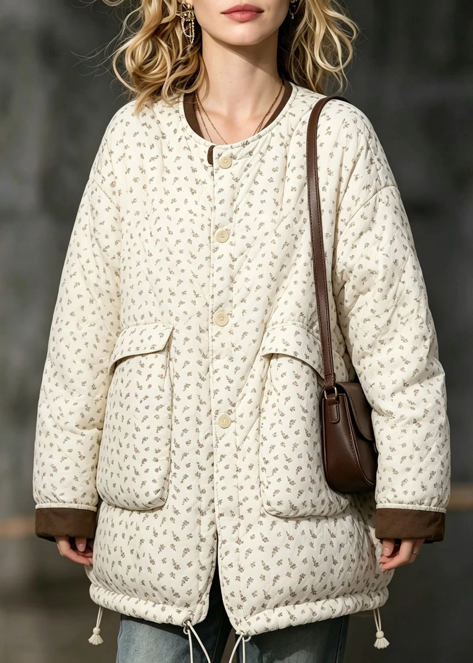 Veste d'hiver femme à poches avec cordon de serrage 2
