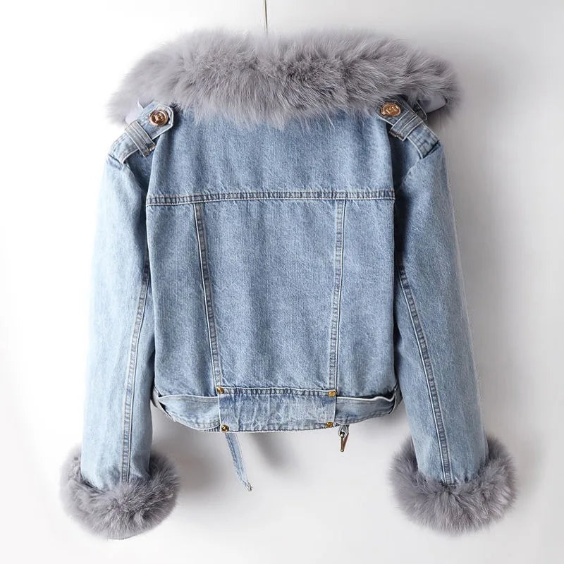 Veste en Jean Femme avec Col Amovible 2