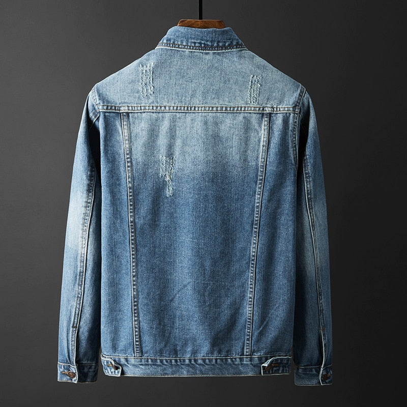 Veste en Jean Homme Ajustée en Denim Royal 1