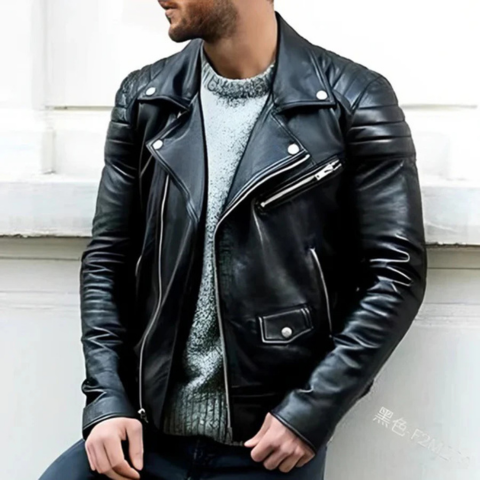 Veste en cuir pour homme style biker 0