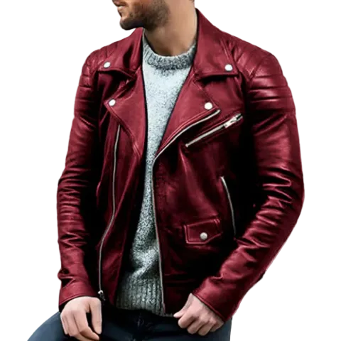 Veste en cuir pour homme style biker 3