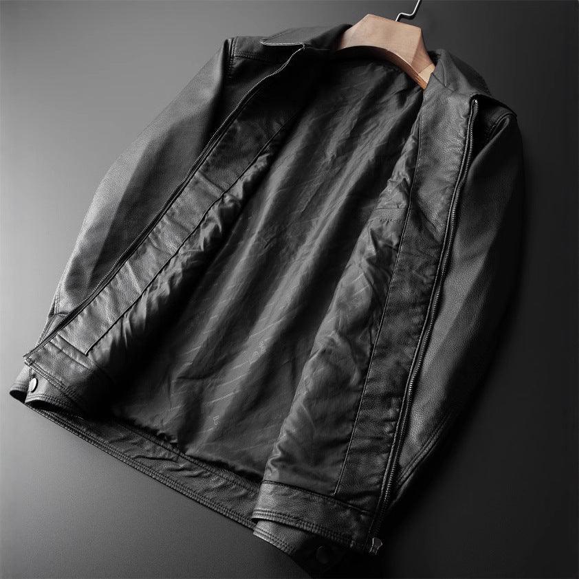 Veste pour hommes en cuir PU ajustée avec col montant 0