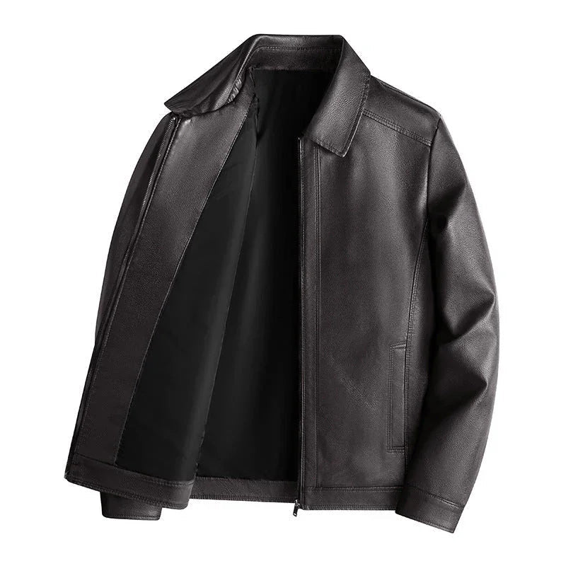 Veste pour hommes en cuir PU ajustée avec col montant 1