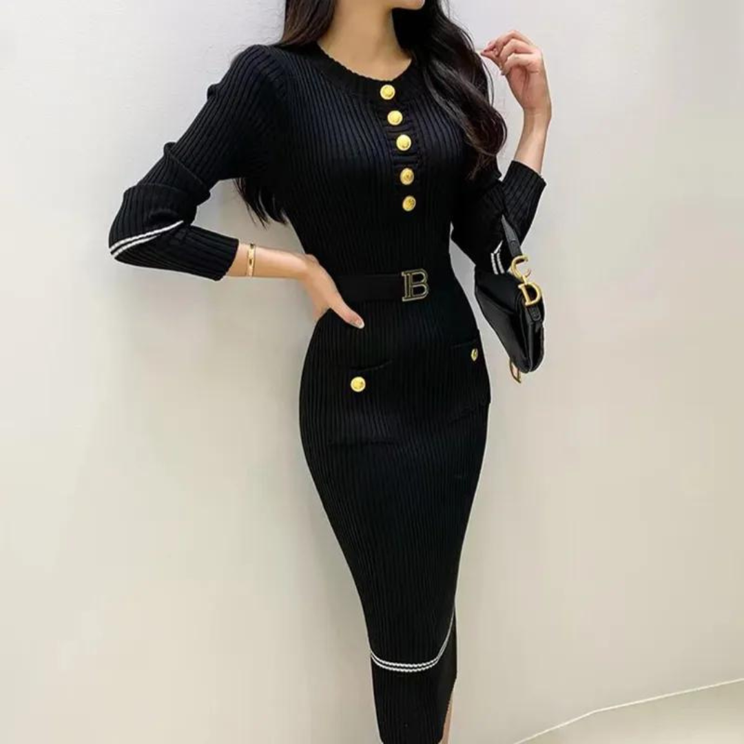 Robe en maille demi-boutonnée pour femmes