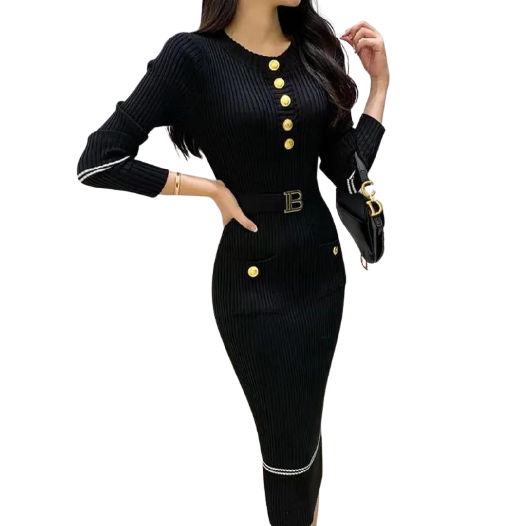 Robe en maille demi-boutonnée pour femmes