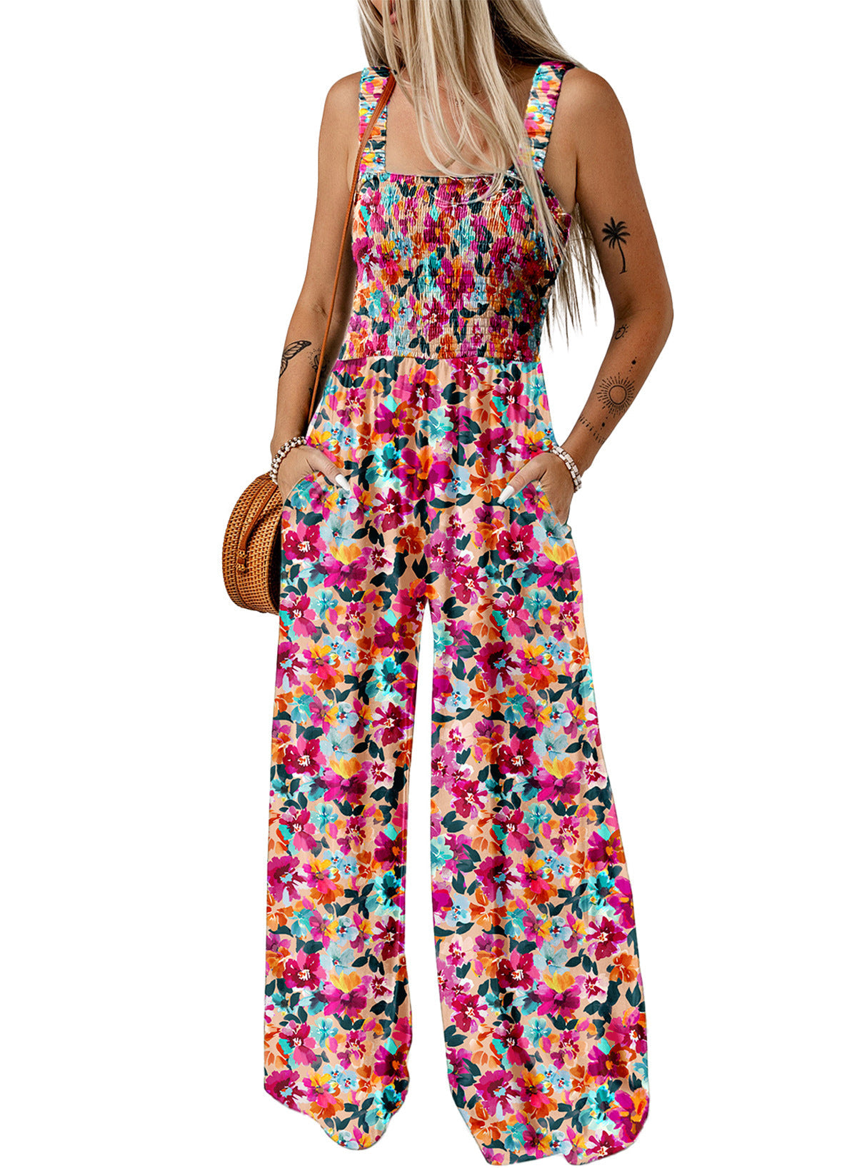 Women’s Wide Leg Floral Jumpsuit Chic 1