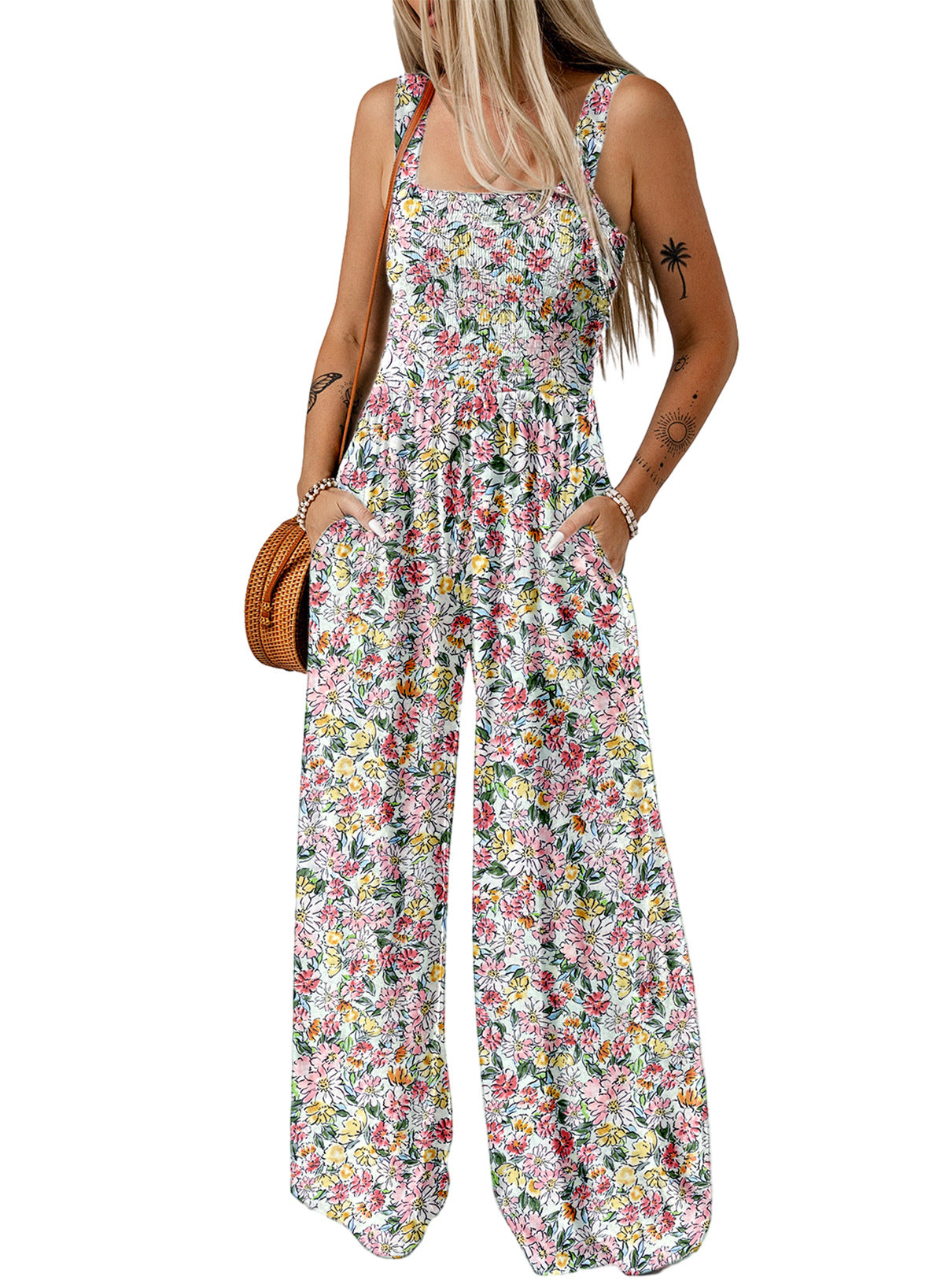 Women’s Wide Leg Floral Jumpsuit Chic 6