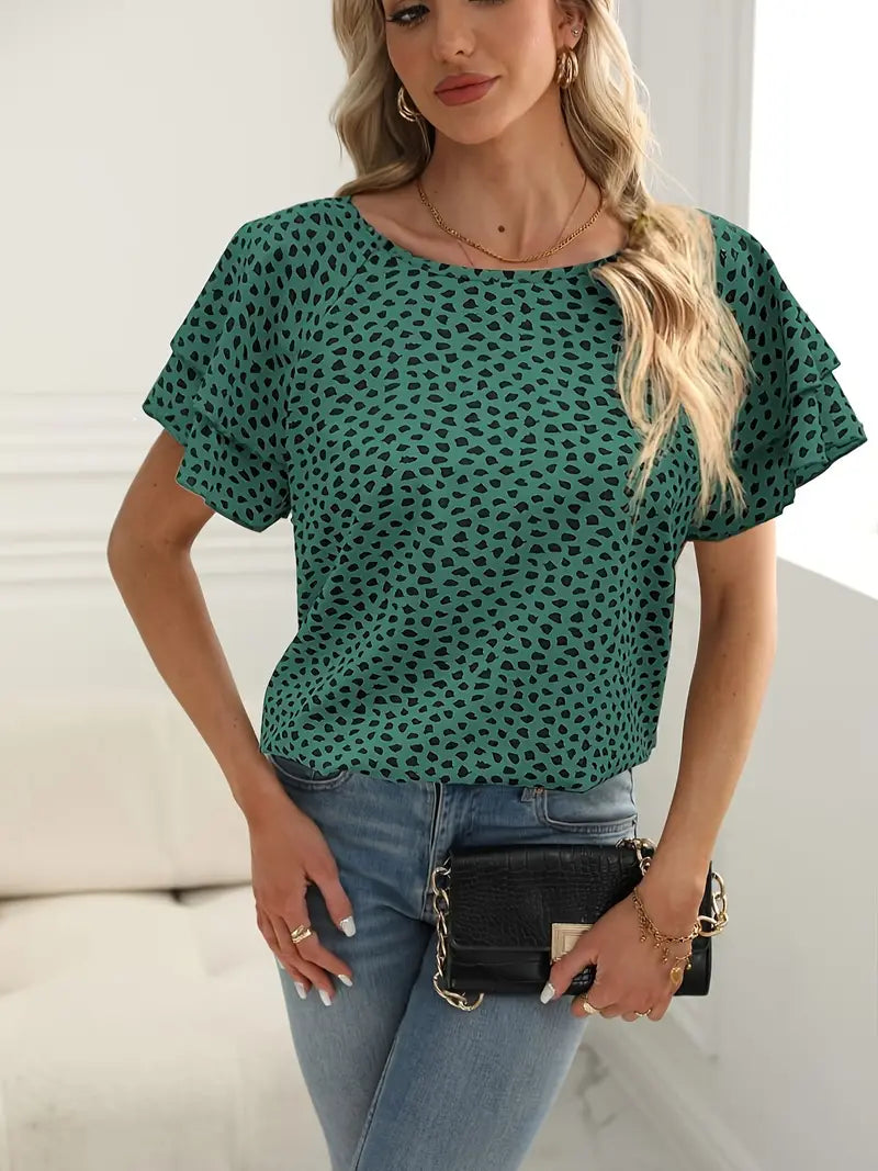 Chemisier Femme Chic à Volants 100% Polyester-6