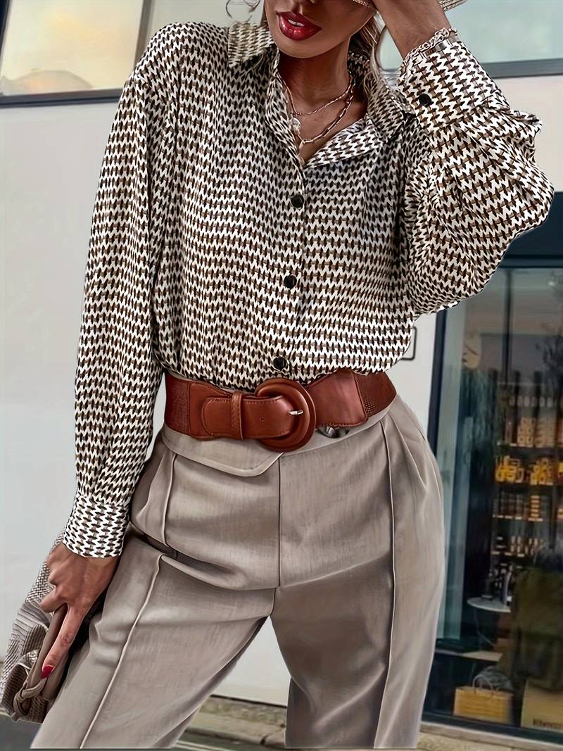 Chemisier Femme Vintage à Manches Longues en Coton Chic-4