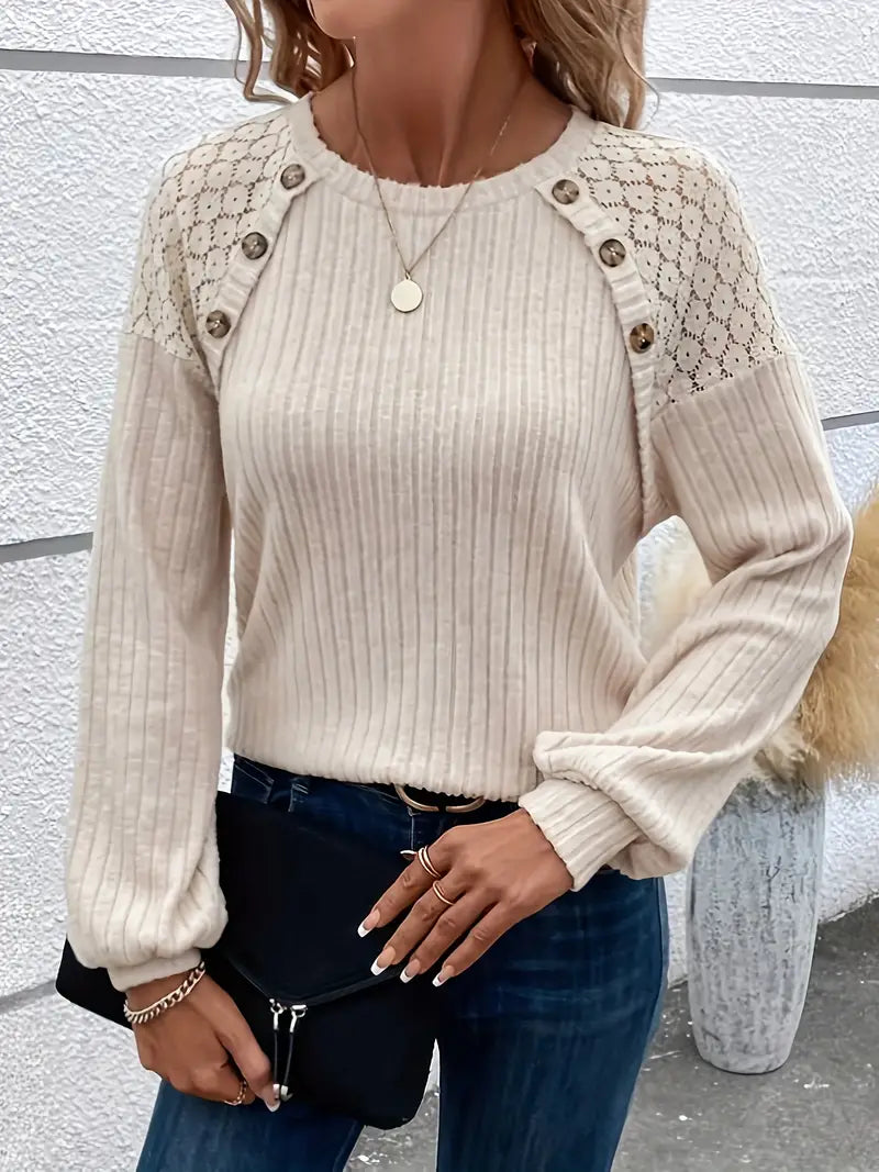 Variant image for Tee Shirt Manche Longue Femme Chic Tissu Doux-1