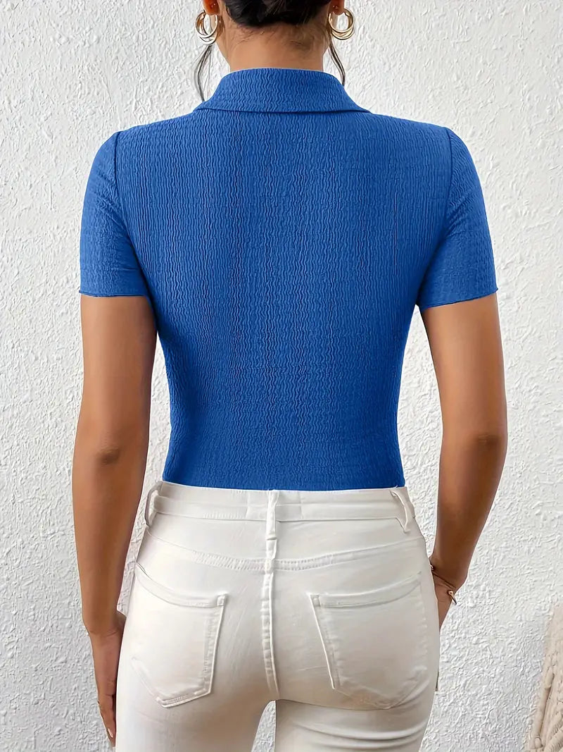 Chemisier Femme Décontracté Manches Courtes Tissu Léger-4