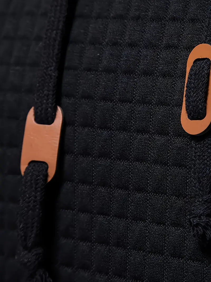 Sweat À Capuche Homme Motif de Gaufre Moderne en Mélange de Coton et Polyester-3