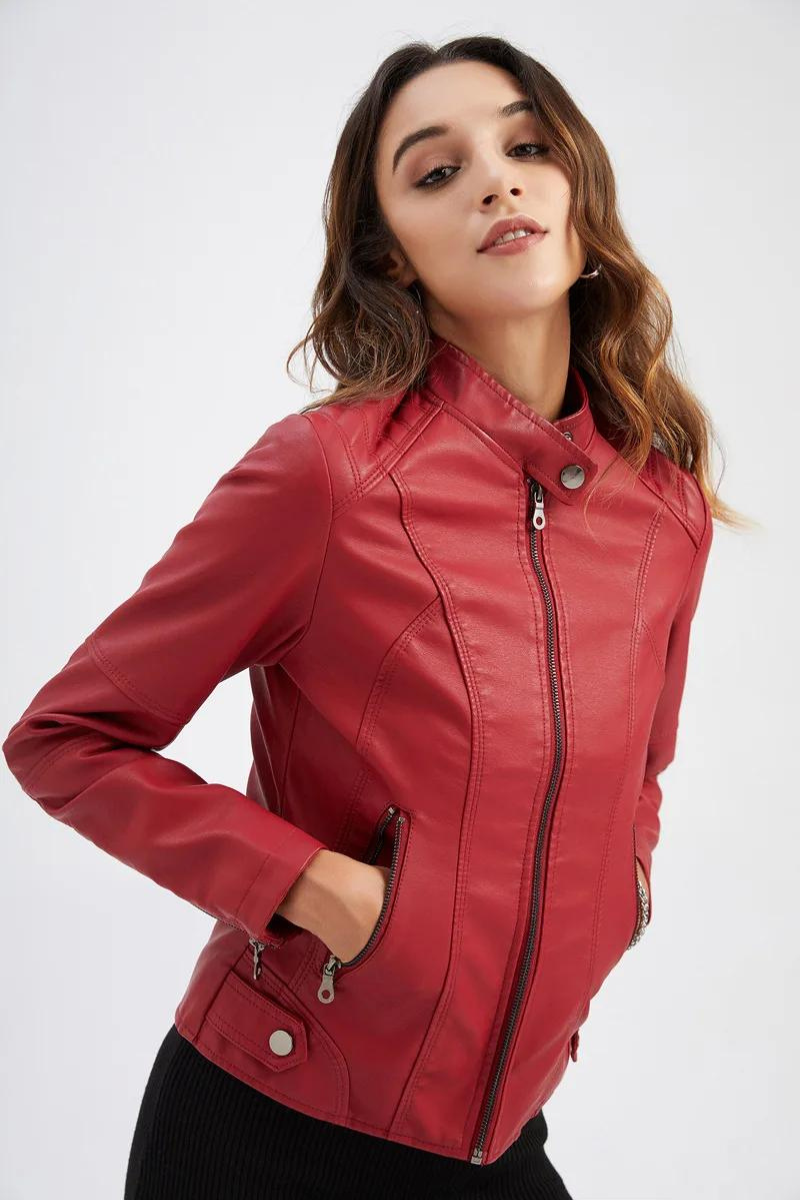 Veste de motard en cuir pour femmes