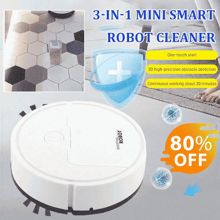 Aspirateur Robot Intelligent Sans Fil 3-en-1 Puissant Laveur Compact Plastique Durable-1