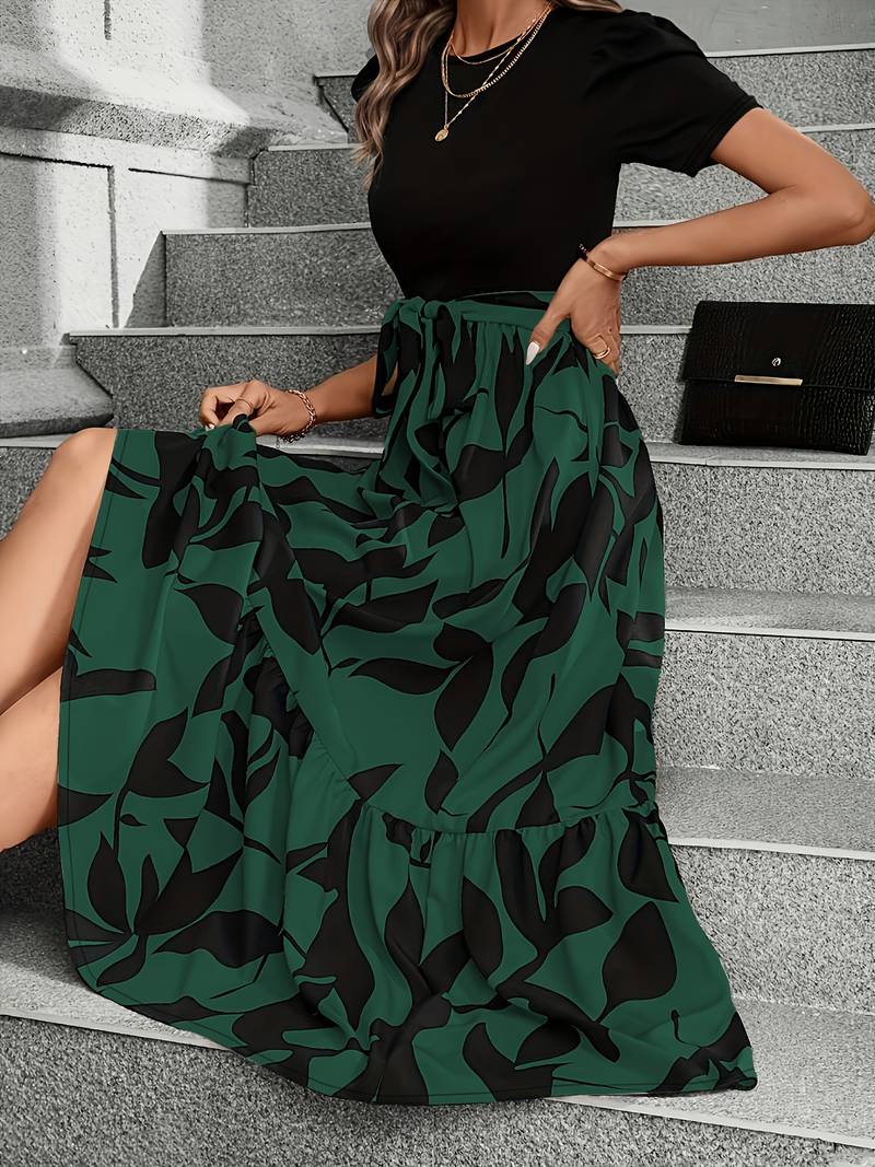 Robe Femme Longue Imprimé Floral Décolleté Circulaire Coton-6