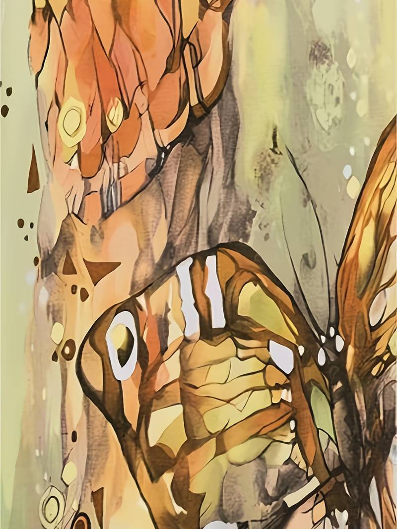 Robe Femme Col en V Imprimé Papillon 100% Polyester Printemps Été-6