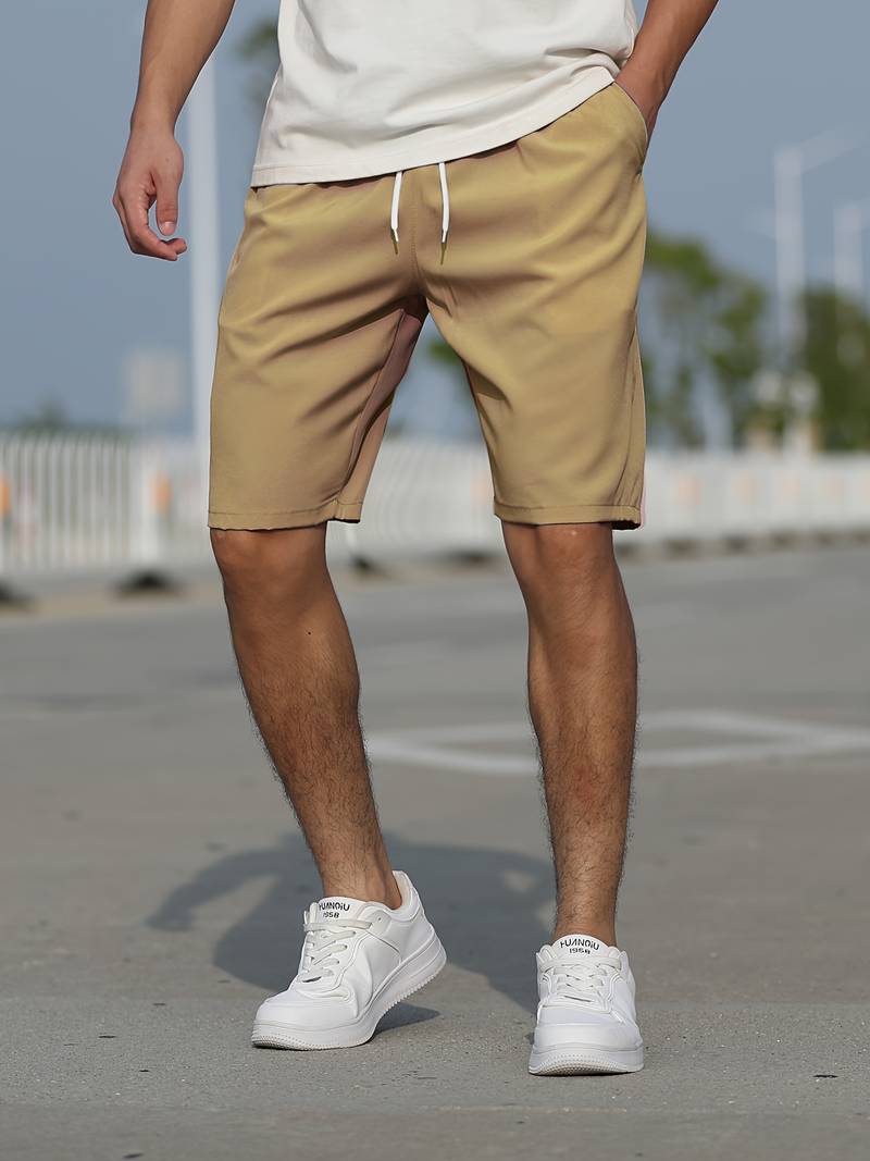 Shorts Homme Décontractés en Coton Respirant avec Cordon Ajustable-1