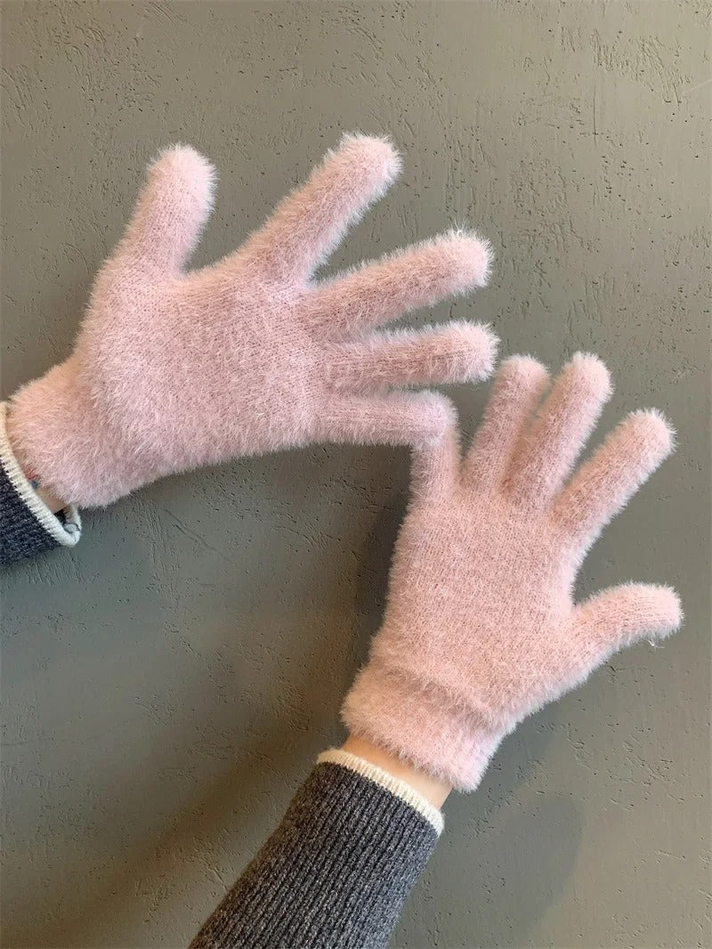 Gants d'hiver en velours de vison
