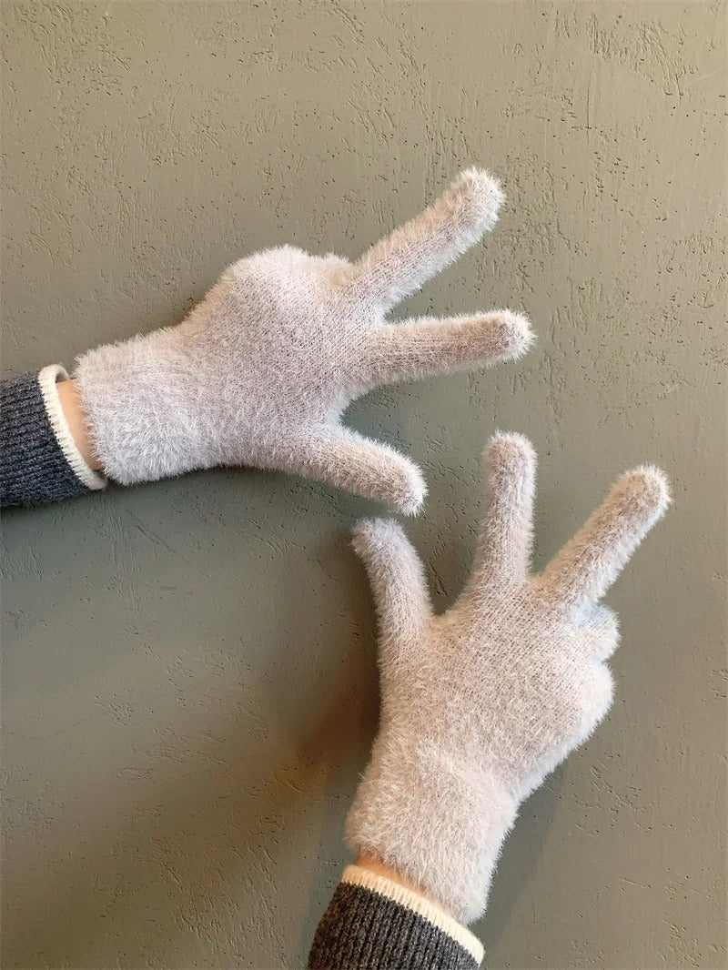 Gants d'hiver en velours de vison