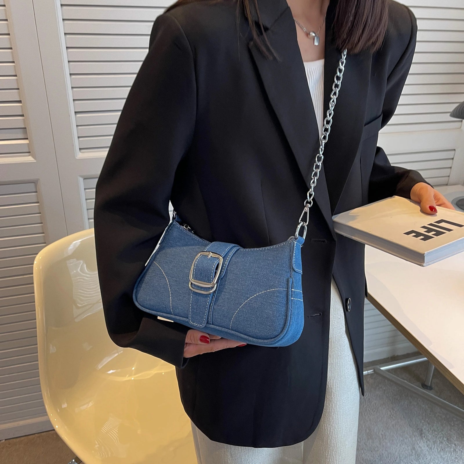 Sac à bandoulière en denim pour femmes