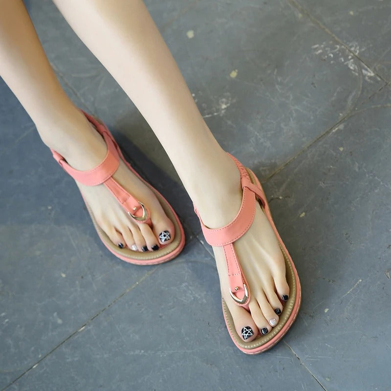 Sandales plates à lanières élastiques pour femmes