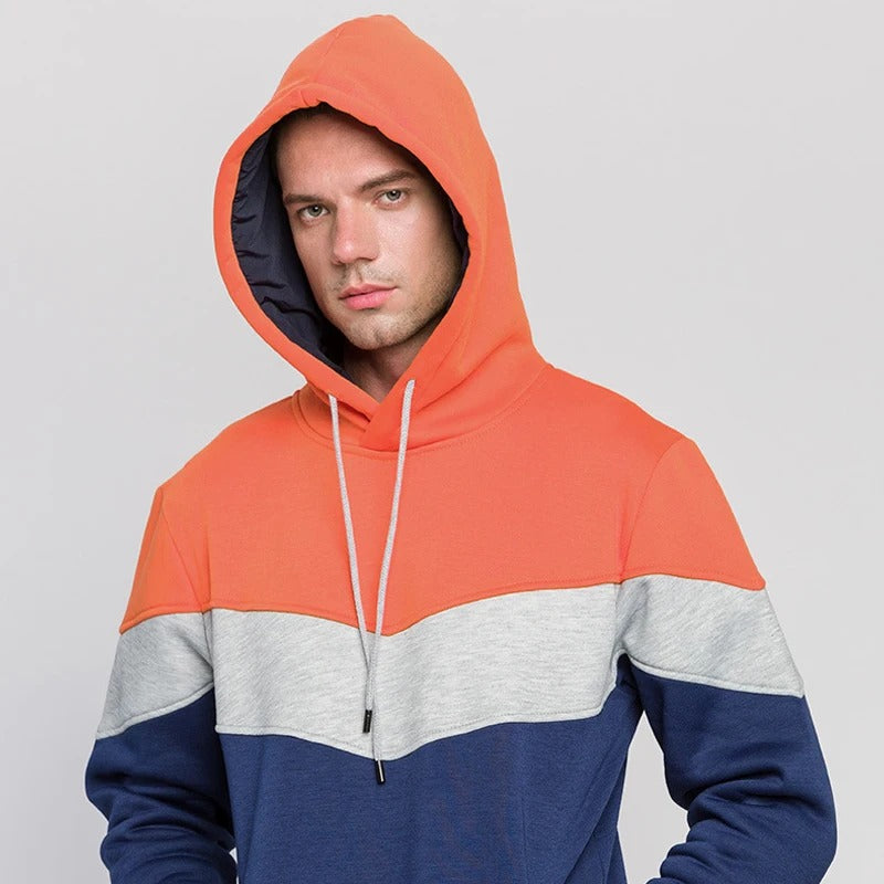 Sweat à capuche en polaire patchwork pour hommes