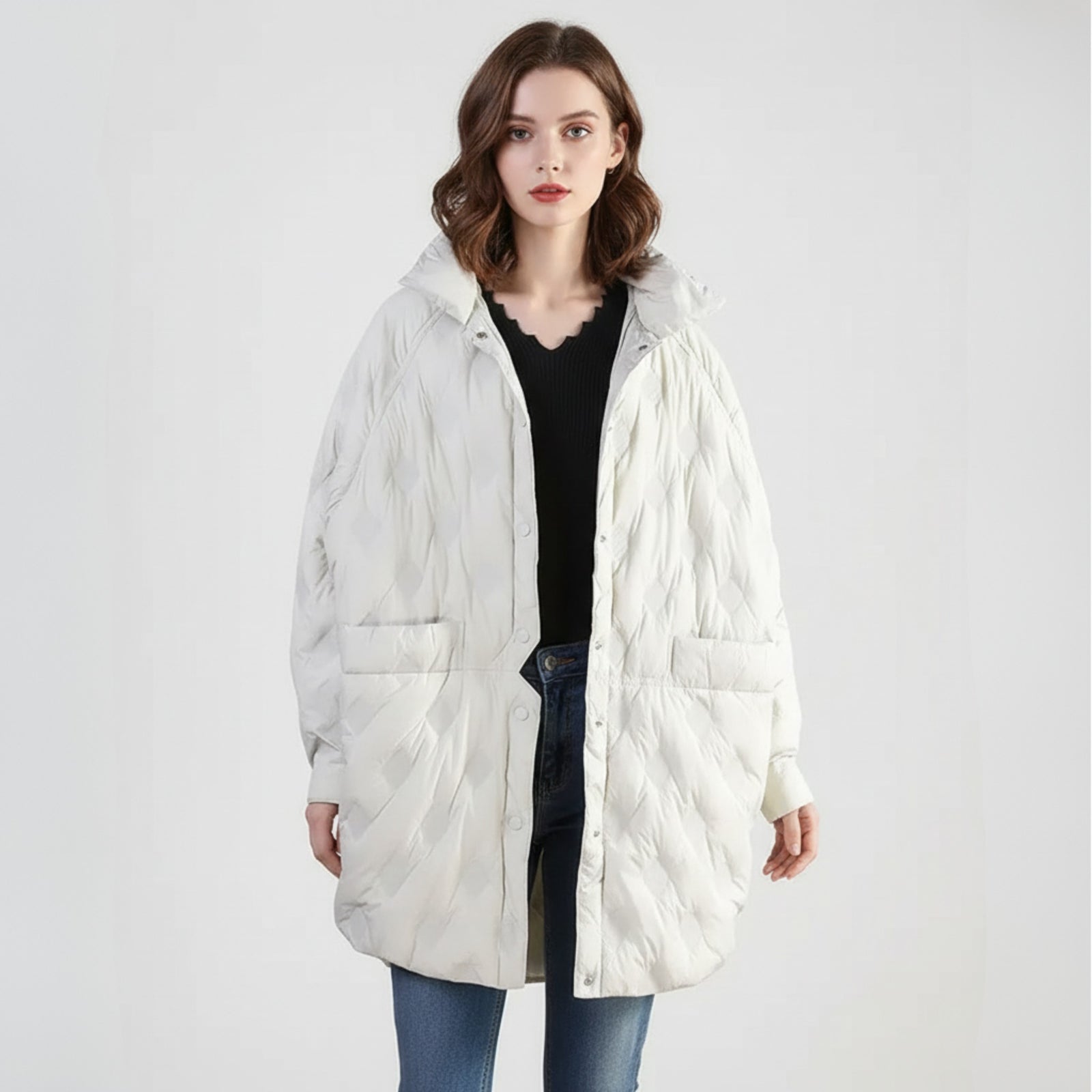 Doudoune Longue Hiver à Col Montant pour Femme