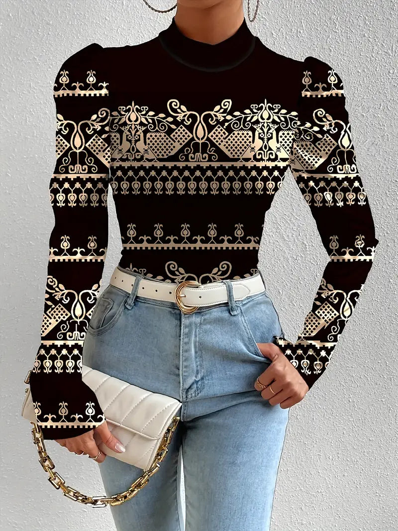 Variant image for Haut Femme Satin Floral Élégant Légèrement Brillant-25