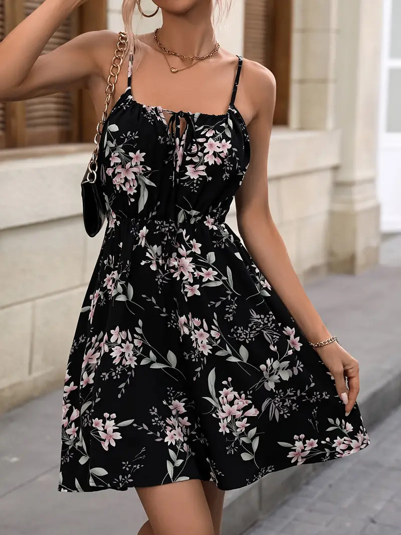 Robe d Été Femme Imprimé Floral Sangles Spaghetti 100% Polyester-6