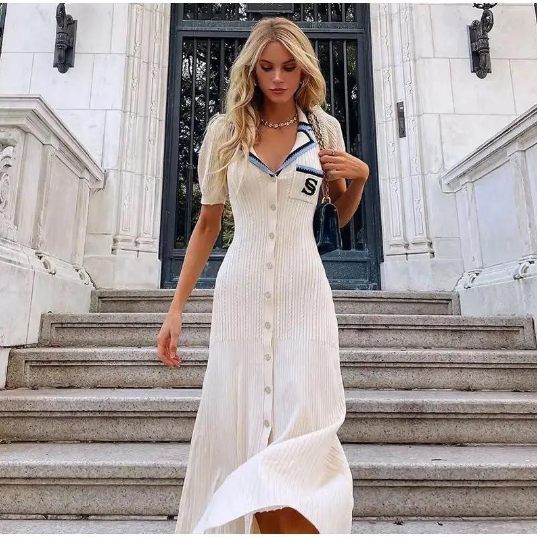 Robe chemise longue en tricot pour femmes