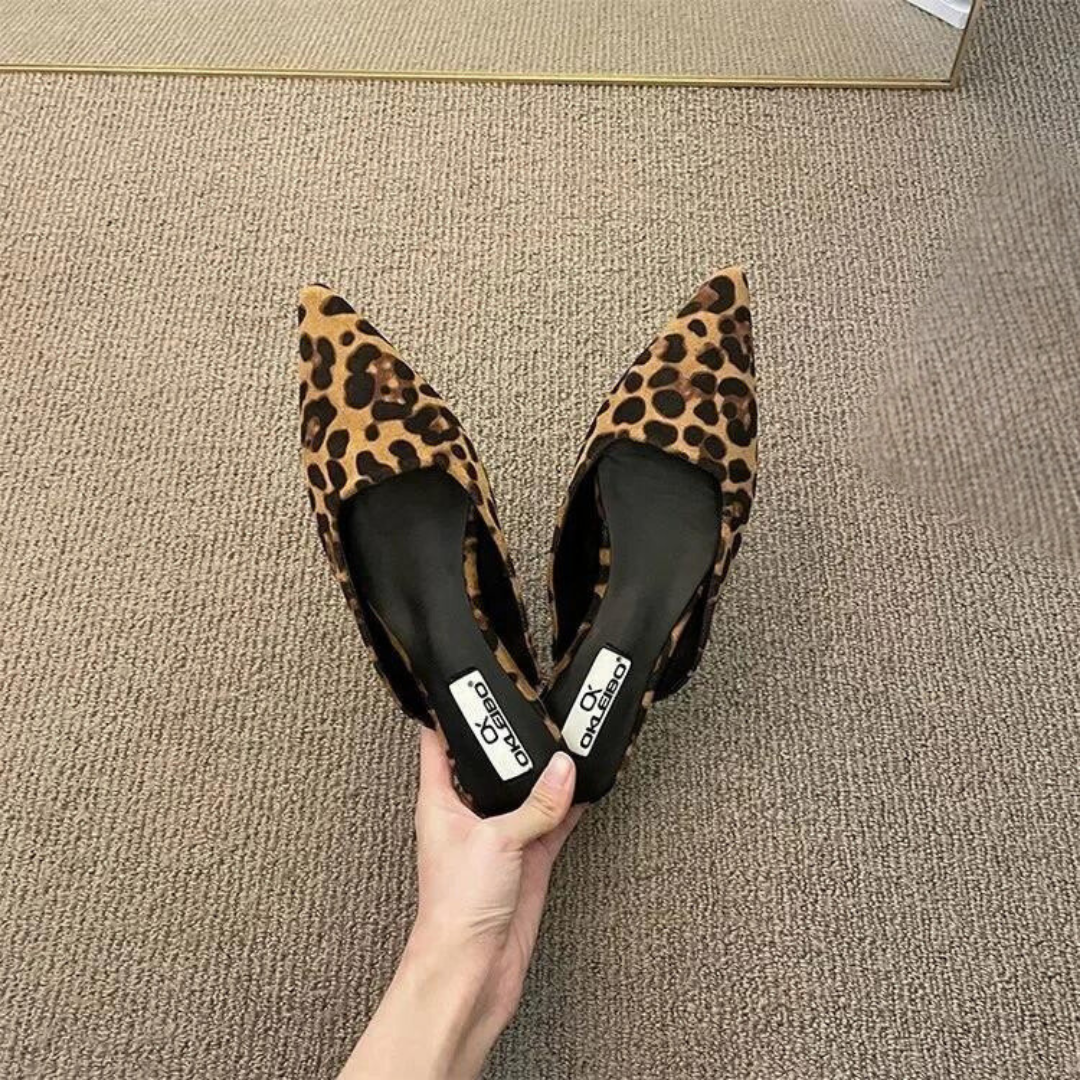 Mules à bout pointu à imprimé léopard pour femmes