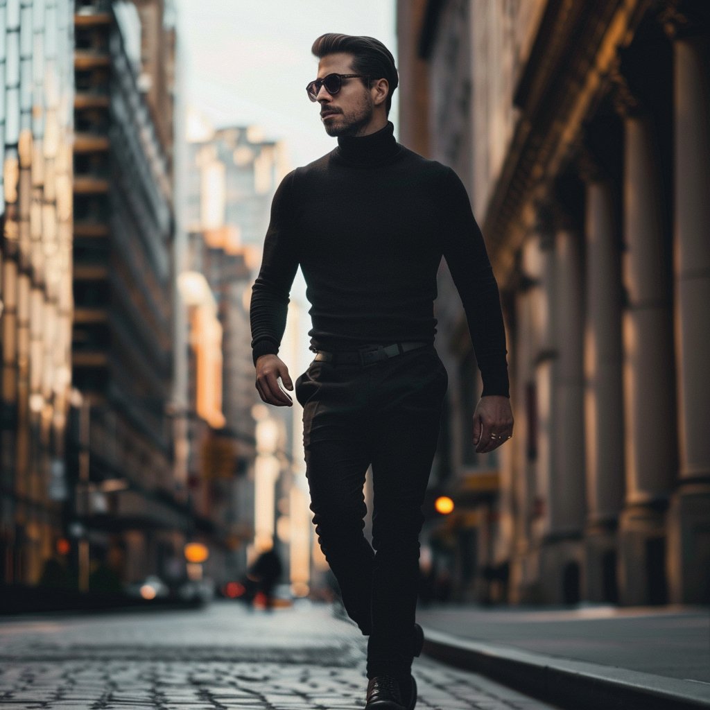 Pull Col Roulé Homme Hiver en Mélange de Coton 3