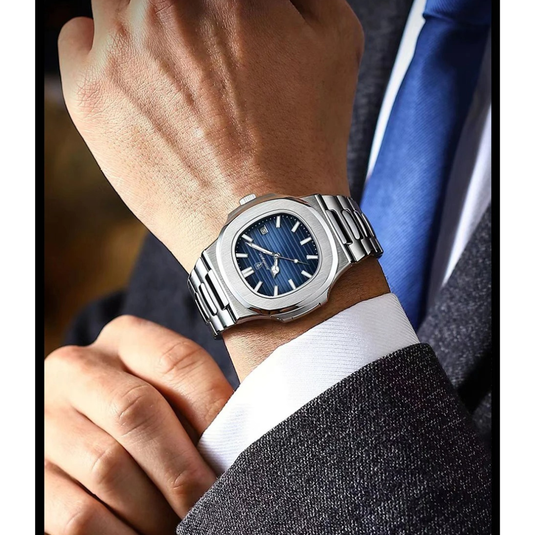 Montre de luxe en acier inoxydable pour hommes