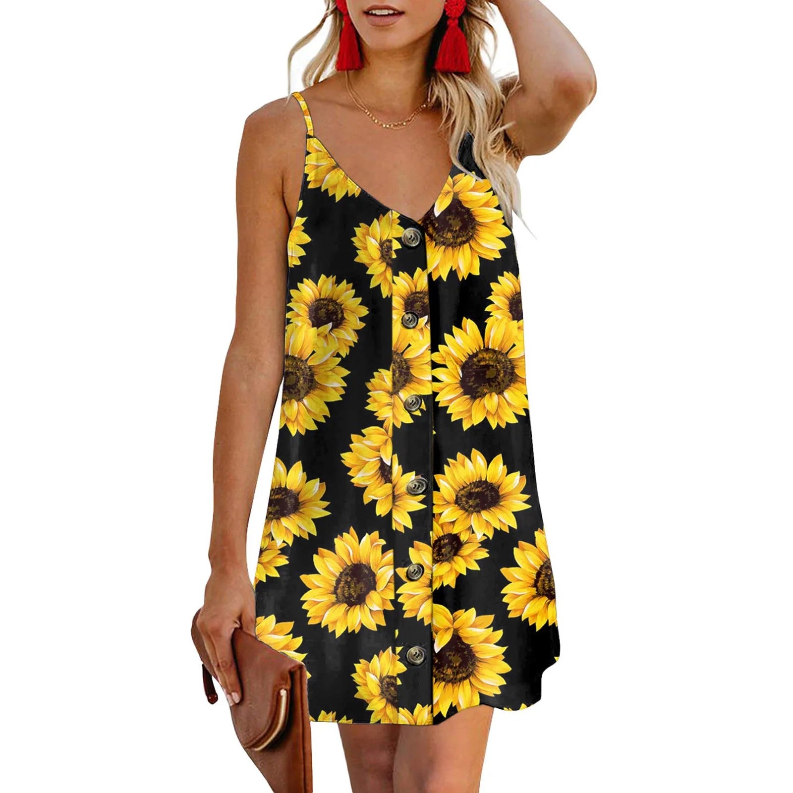 Robe tournesol à col en V