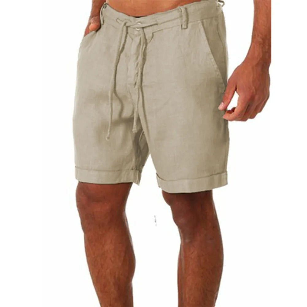 Shorts en coton et lin pour hommes