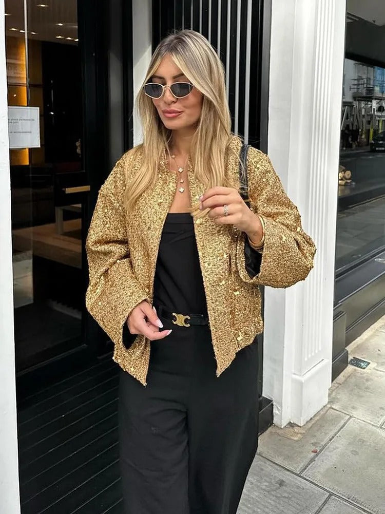 Gold Loose Veste décontractée pour femme