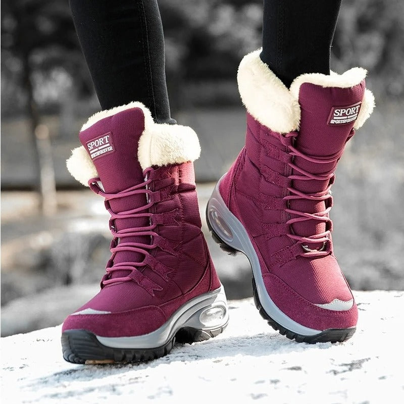 Bottes de neige imperméables à mi-mollet pour femmes