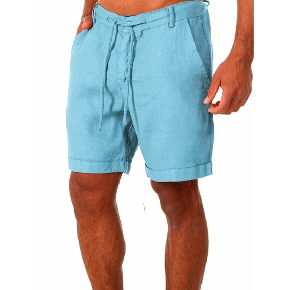 Shorts en coton et lin pour hommes