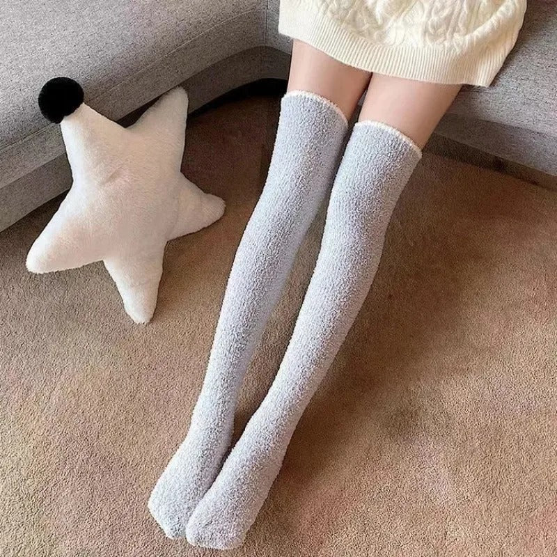 Chaussettes hautes en polaire corail