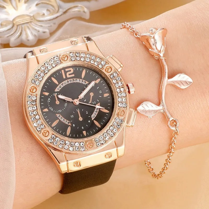 Montre de luxe en strass (2 pièces)