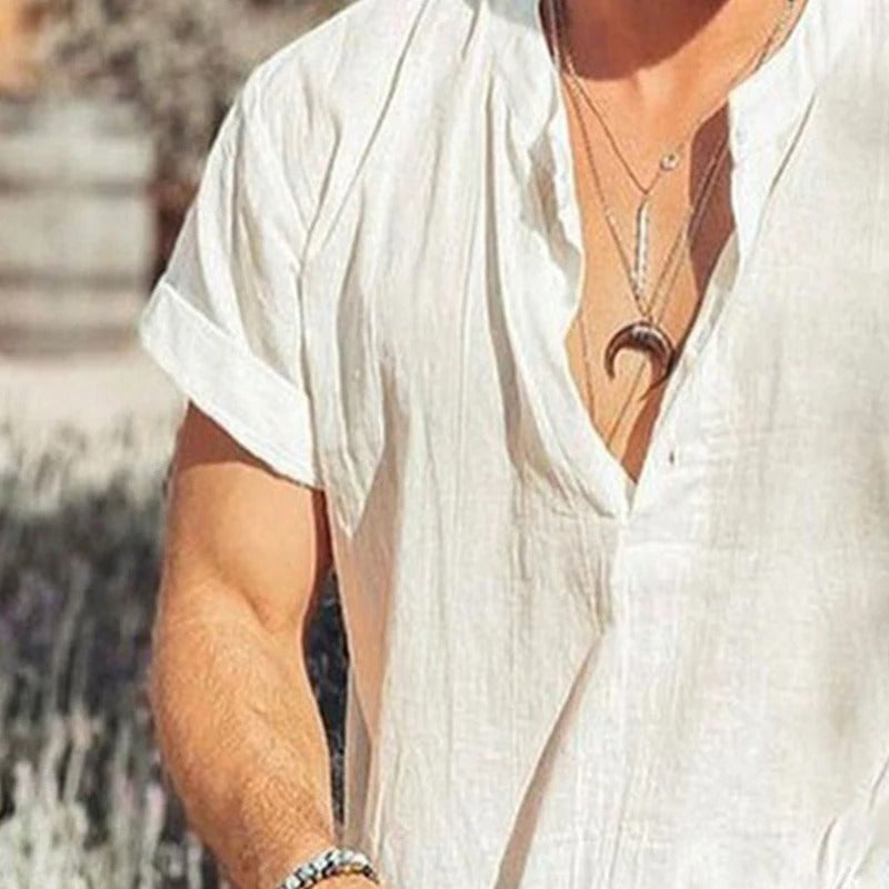 Chemises en coton et lin pour hommes