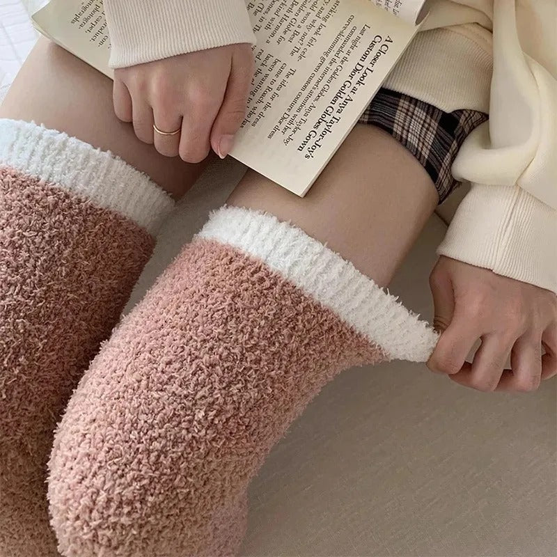 Chaussettes hautes en polaire corail