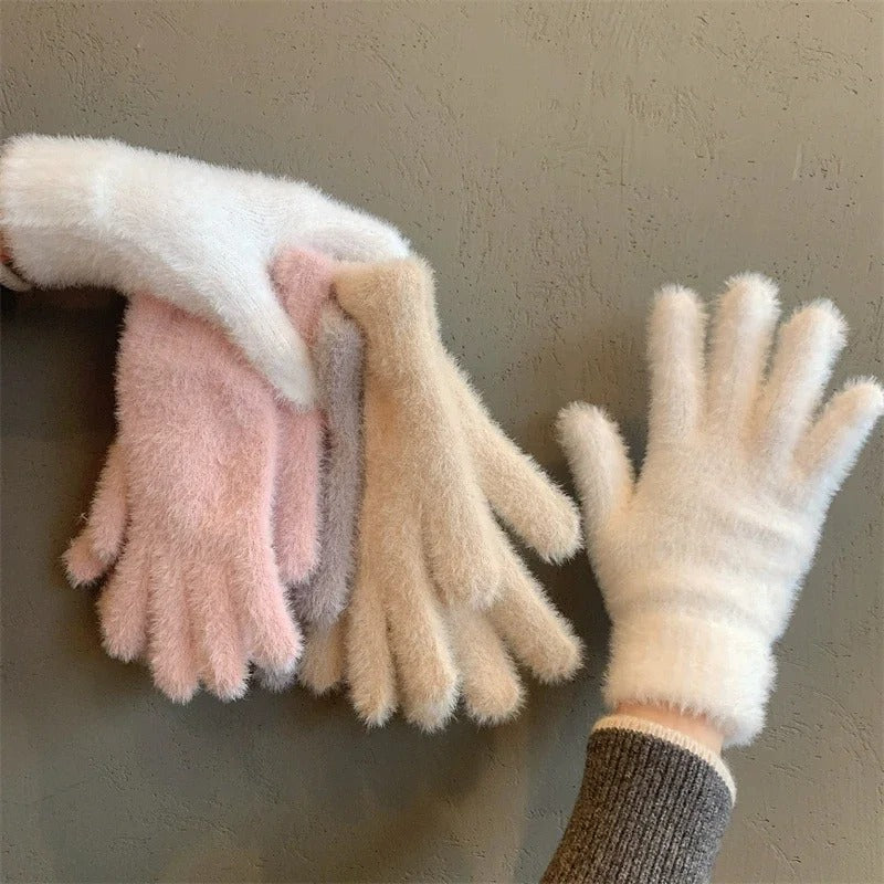 Gants d'hiver en velours de vison