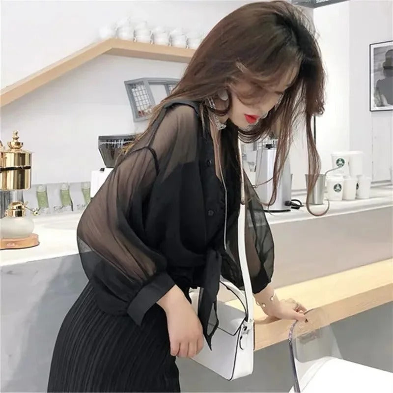 Chemise décontractée en mousseline de soie