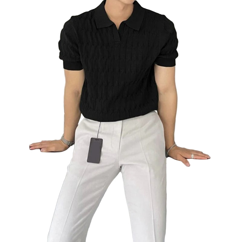 Polo en maille jacquard pour hommes