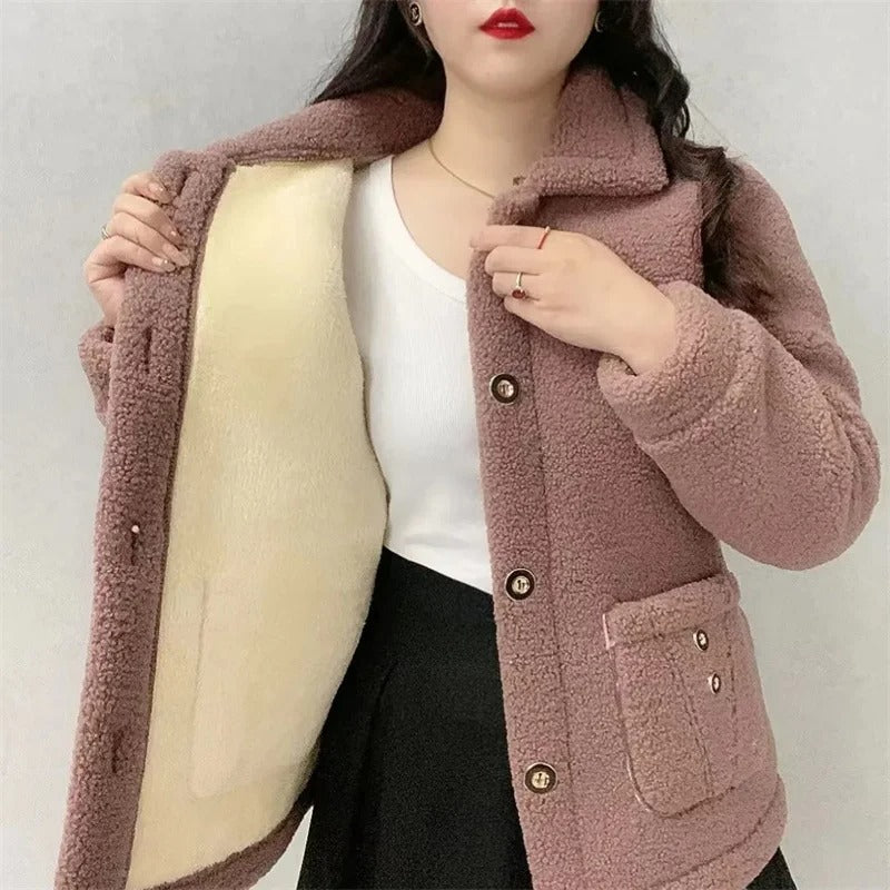 Manteau d'hiver en polaire épaisse pour femmes